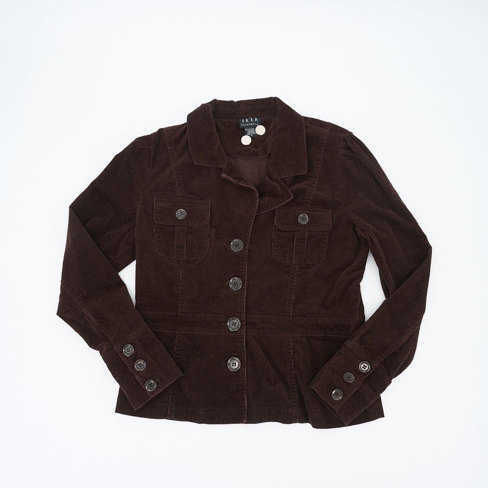 Vintage JKLA California jacket in a deep chocolate-brown fine-wale corduroy with